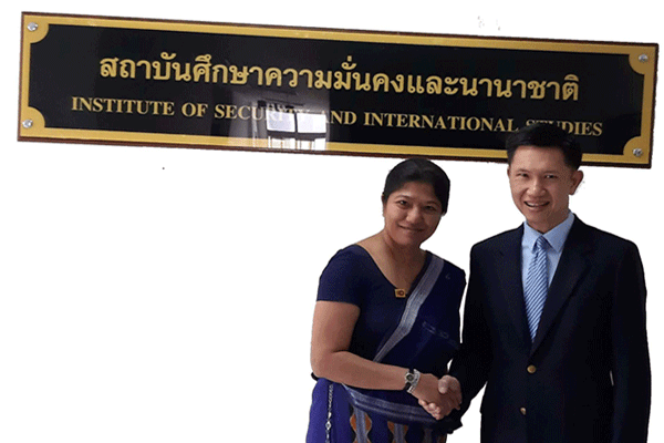 H.E.the Ambassador meeting with Mr.Thitinan Pongsudhirak, Associated Professor and Director of Institute of Security and International Studies of Chulalongkorn University