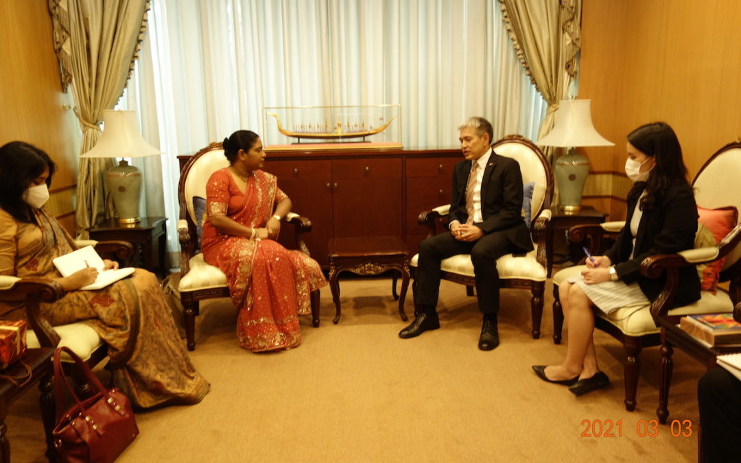 Ambassador (designate) to Thailand C.A. Chaminda I. Colonne presents open copy of the Letter of Credence