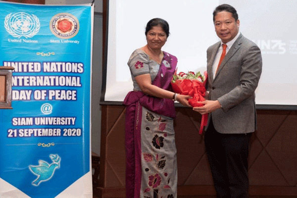 Message by HE the Ambassador (Mrs) Samantha K. Jayasuriya as a guest speaker at the commemoration of UN International Peace Day hosted the Siam University, Thailand on 21 September 2020.