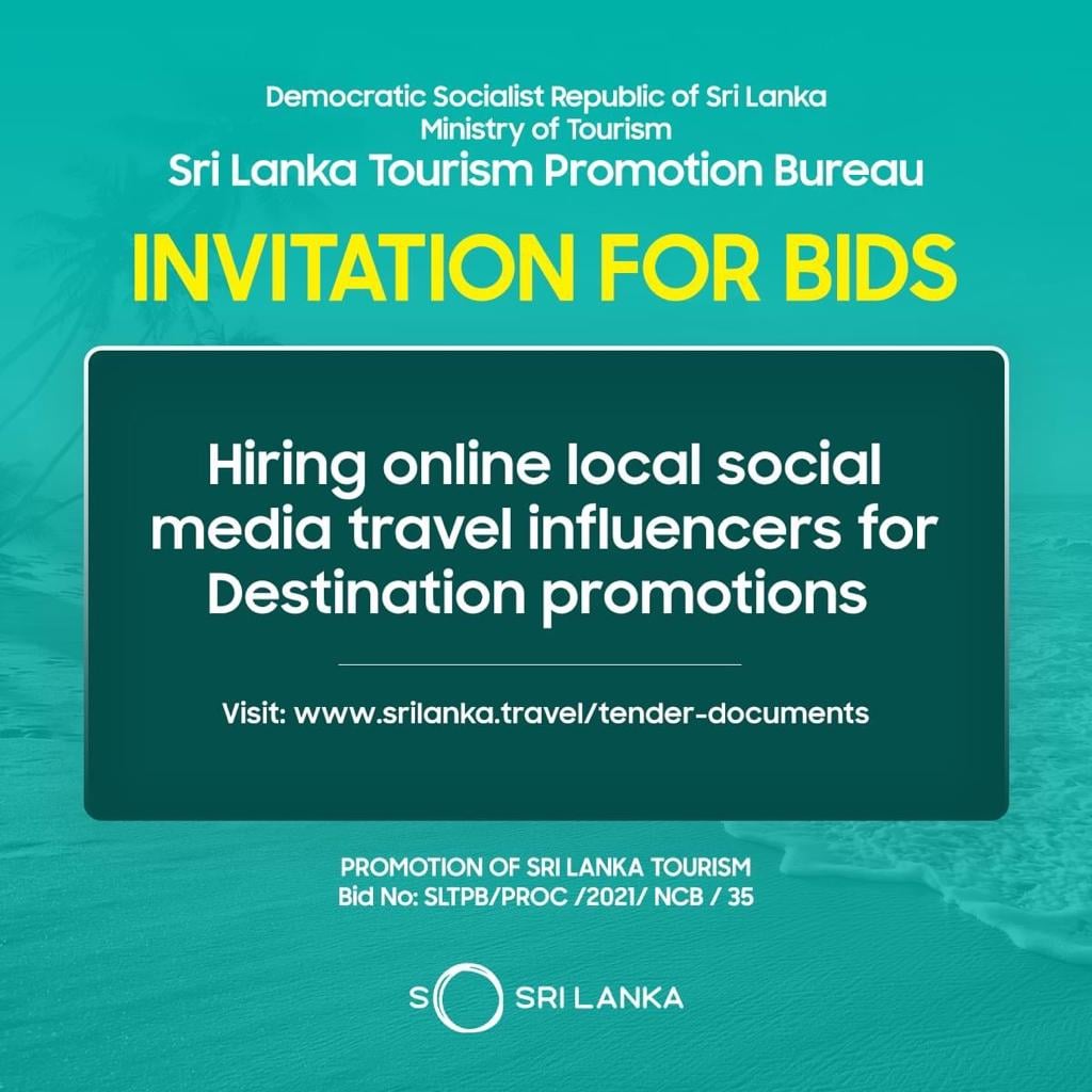 Sri Lanka Tourism is looking for Partner Local Travel Influencers for Destination Promotions.