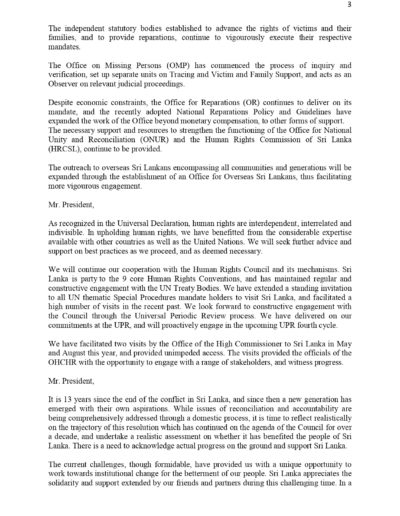 Statement by the Minister of Foreign Affairs of Sri Lanka at the 51st Regular Session of the United Nations Human Rights Council in Geneva on 12th September 2022