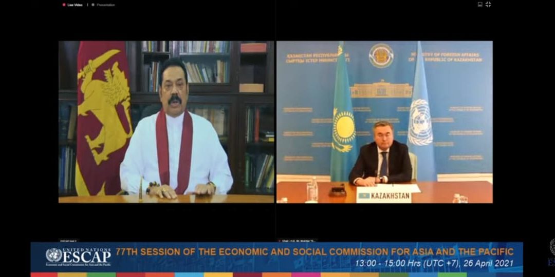 Prime Minister Mahinda Rajapaksa addressing the 77th Session of the UNESCAP