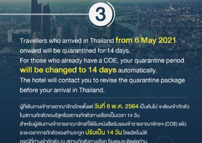Extension of quarantine period to 14 days for all arrivals in Thailand