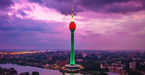 Last evening the Lotus Tower in Sri Lanka was lighted up