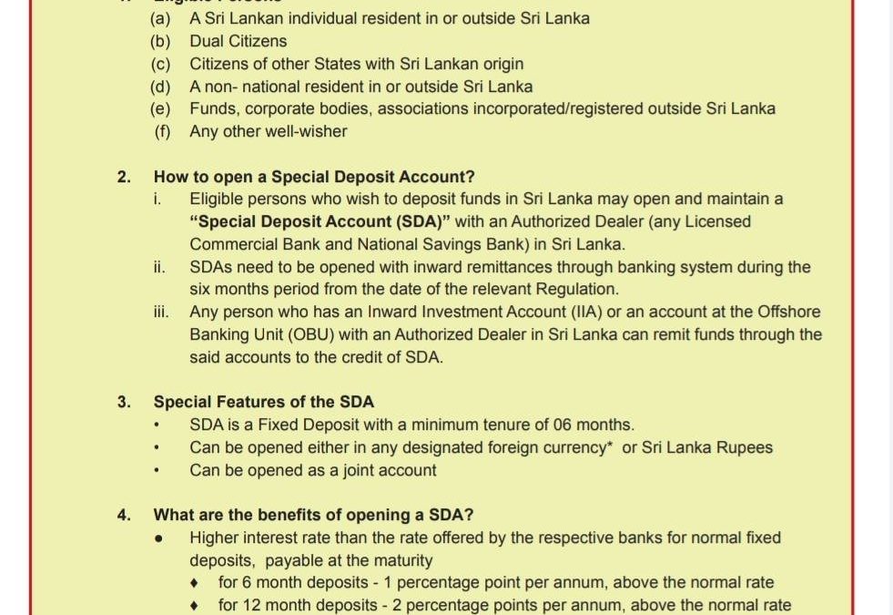 Special Deposit Account with an Additional Interest