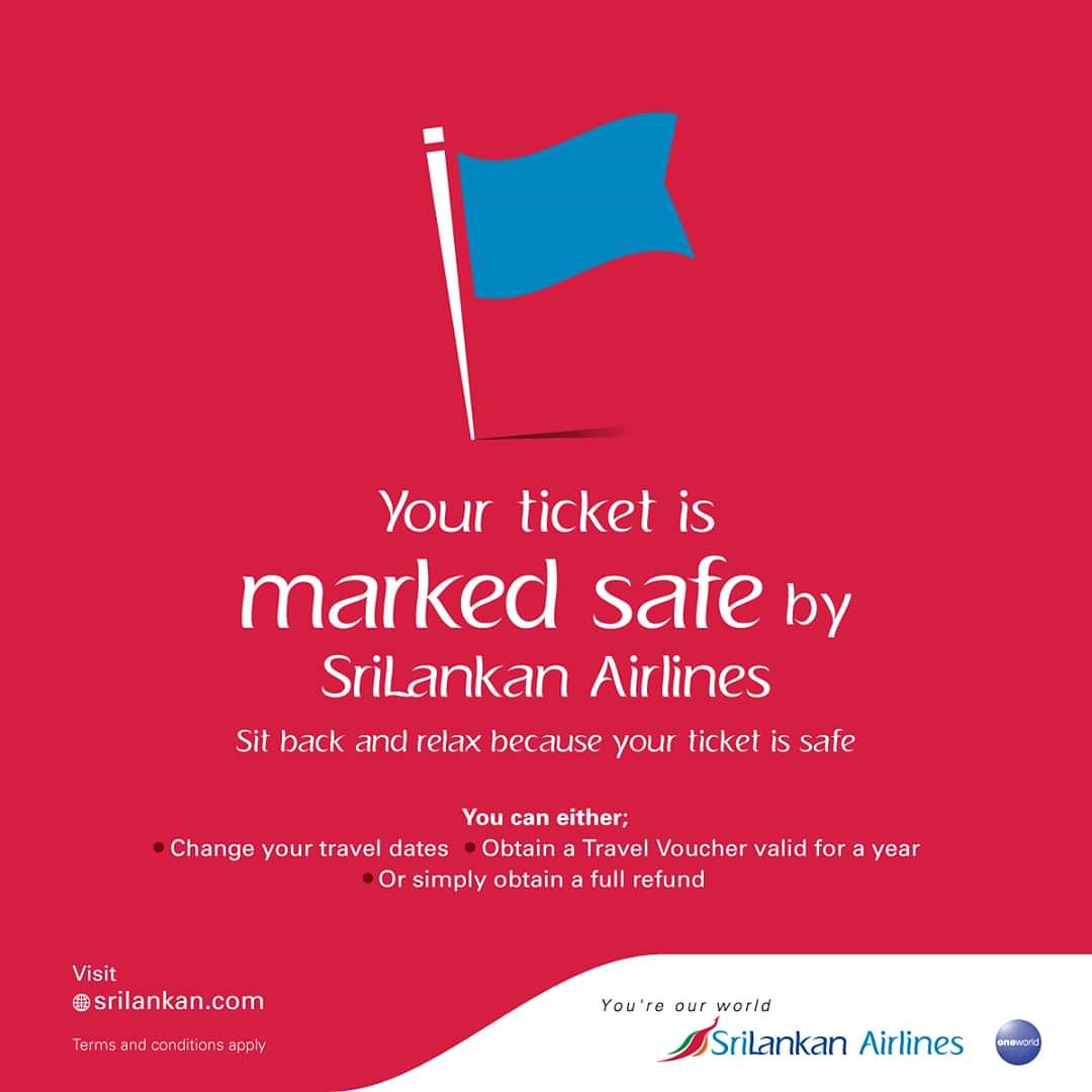 Your ticket is marked safe by SriLankan Airlines