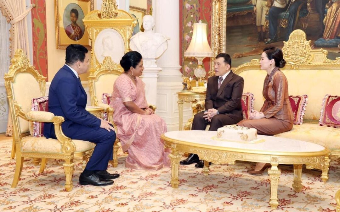 Sri Lanka Ambassador to Thailand Chaminda Colonne and Spouse Stephen Senanayake was granted a farewell audience by H.M. King Maha Vajiralongkorn Phra Vajiraklaochaoyuhua (Rama X) and  H.M. Queen Suthida Bajrasudhabimalalakshana