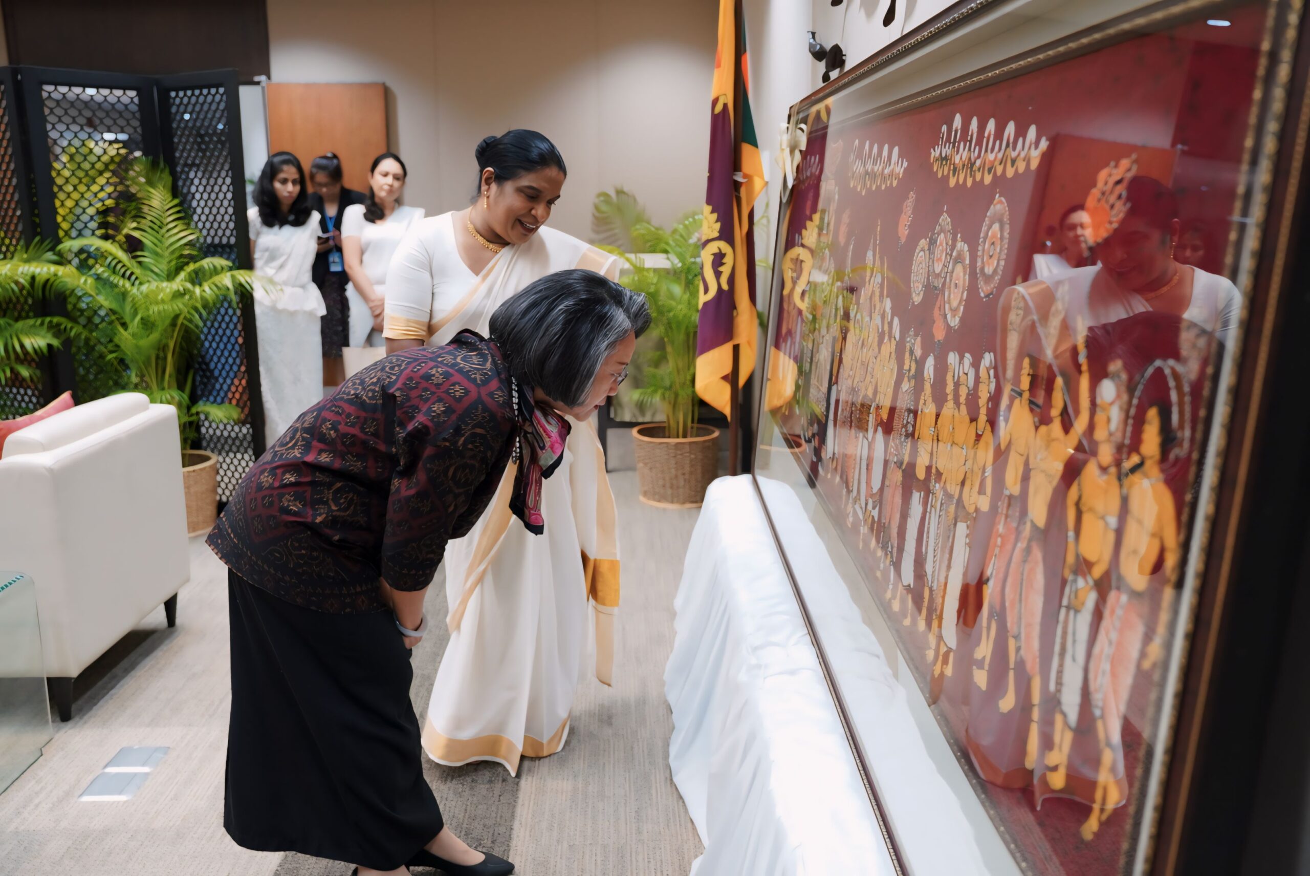 Commemorating the 25th Anniversary of UN Proclamation of the International Day of Vesak, Sri Lanka gifts an Art work of ‘Sri Dalada Perahera’ to UNESCAP for displaying at the United Nations Conference Centre (UNCC) in Bangkok