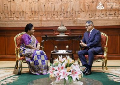 Sri Lanka Ambassador to Cambodia Chaminda Colonne and Spouse Stephen Senanayake was granted a farewell audience by His Majesty King Preah Bat Norodom Sihamoni on 22nd July 2024