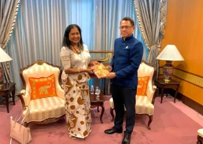 Ambassador-designate of Sri Lanka to Thailand Wijayanthi Edirisinghe presented open copies to the Director General of Protocol, Chakkrid Krachaiwong