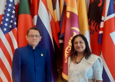 Ambassador-designate of Sri Lanka to Thailand Wijayanthi Edirisinghe presented open copies to the Director General of Protocol, Chakkrid Krachaiwong