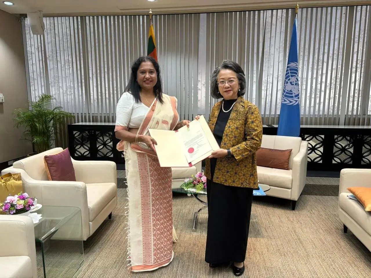 Permanent Representative of Sri Lanka, Ambassador E.A.S. Wijayanthi Edirisinghe presents Letters of Credence to the United Nations Economic and Social Commission for Asia and the Pacific (UNESCAP)