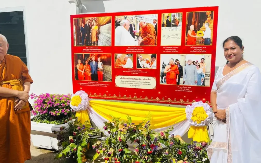 Ambassador and Permanent Representative of Sri Lanka Wijayanthi Edirisinghe receives blessings from Buddhist and Hindu Temples