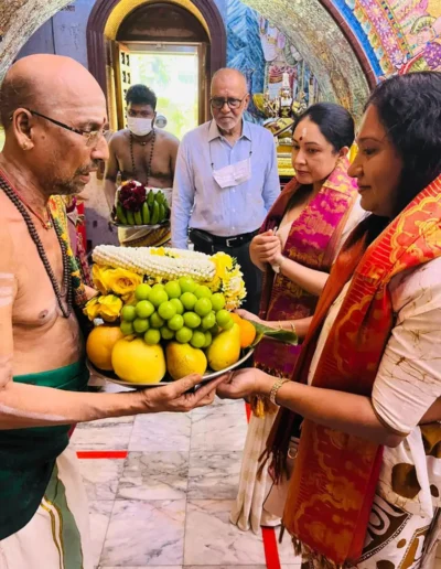 Ambassador and Permanent Representative of Sri Lanka Wijayanthi Edirisinghe receives blessings from Buddhist and Hindu Temples