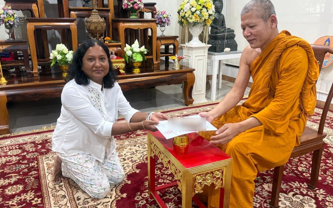 Vachirathammarama Temple Ayutthaya Donates 100,000 Thai Baht for Sri Lanka Flood Relief