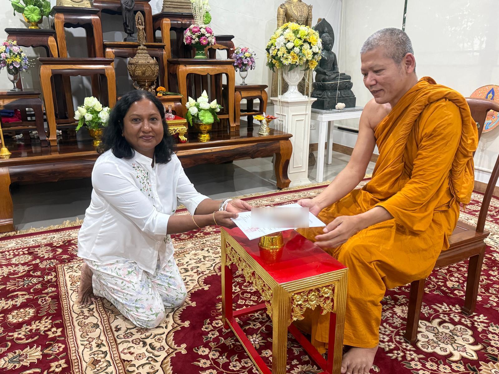 Vachirathammarama Temple Ayutthaya Donates 100,000 Thai Baht for Sri Lanka Flood Relief