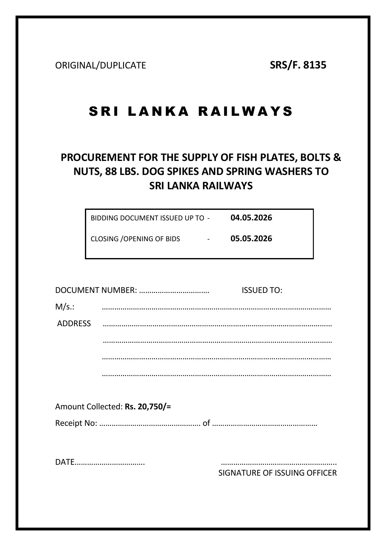 02 SRS.F. 8135 Information Copy New ministry 01