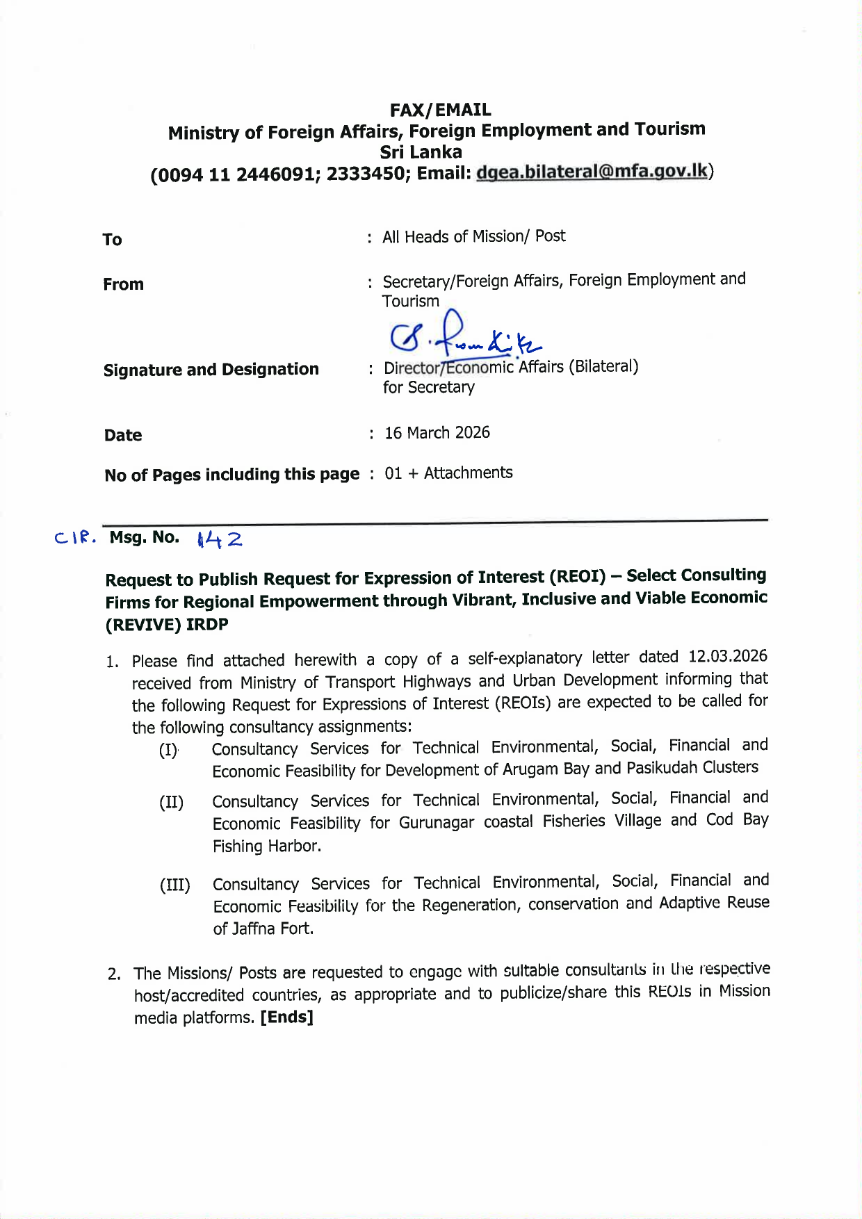 CIR 142 Request to Publish Request for Expression of Interest REOI page1