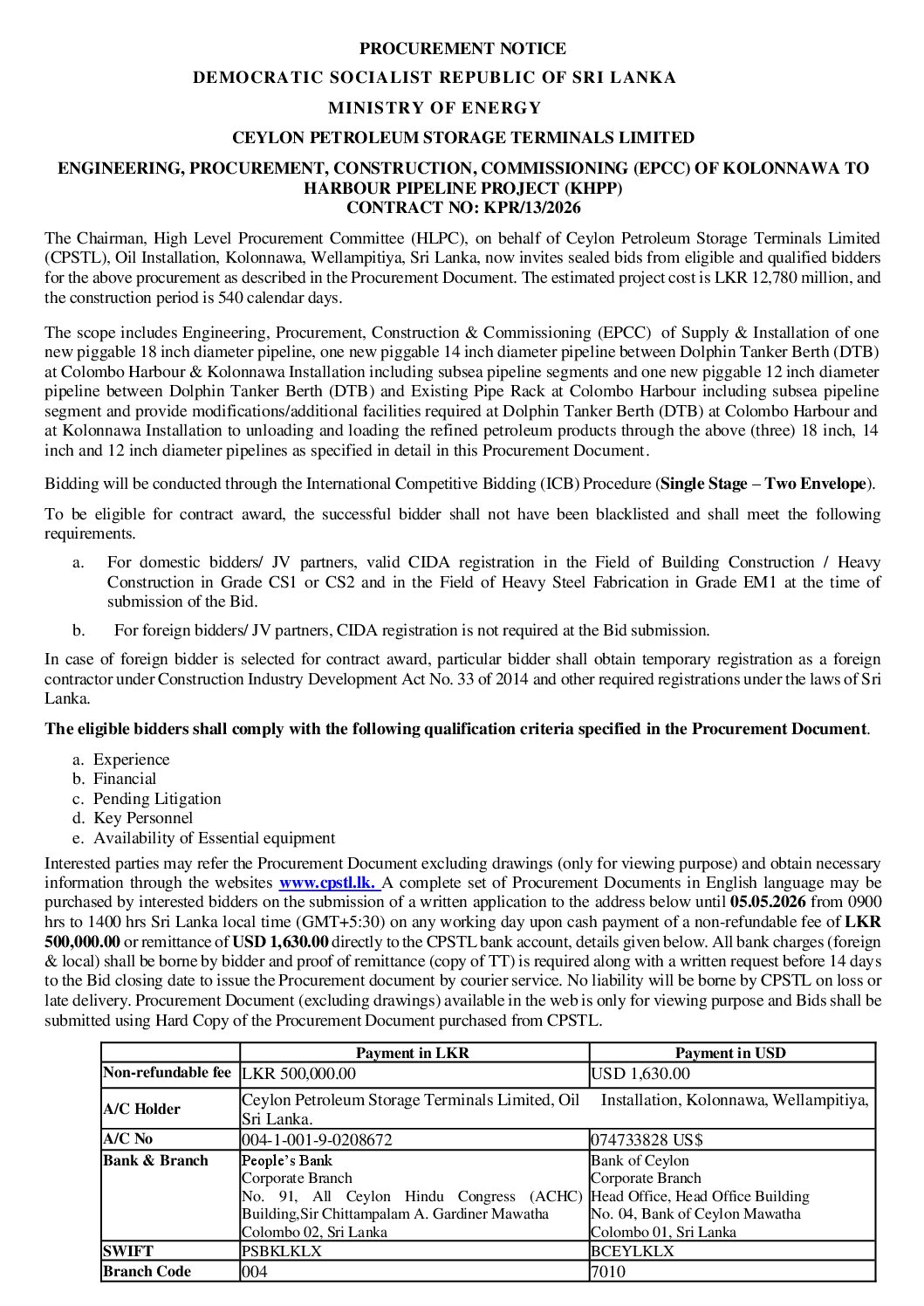 INVITATION FOR BIDS KHPP KPR 13 2026 1 pdf