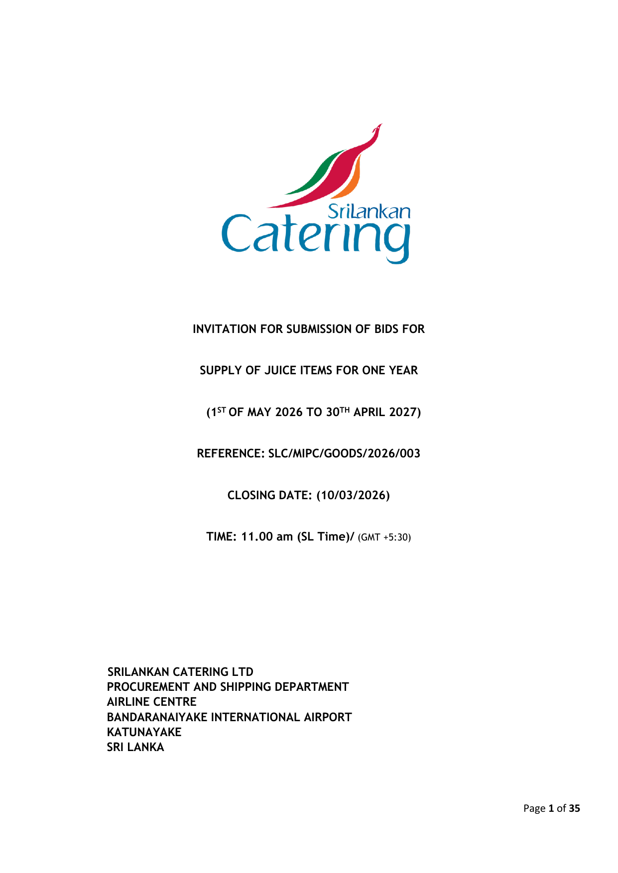 INVITATION_FOR_SUBMISSION_OF_BIDS_FOR_SUPPLY_OF_JUICE_ITEMS_page1 INVITATION FOR SUBMISSION OF BIDS FOR SUPPLY OF JUICE ITEMS page1