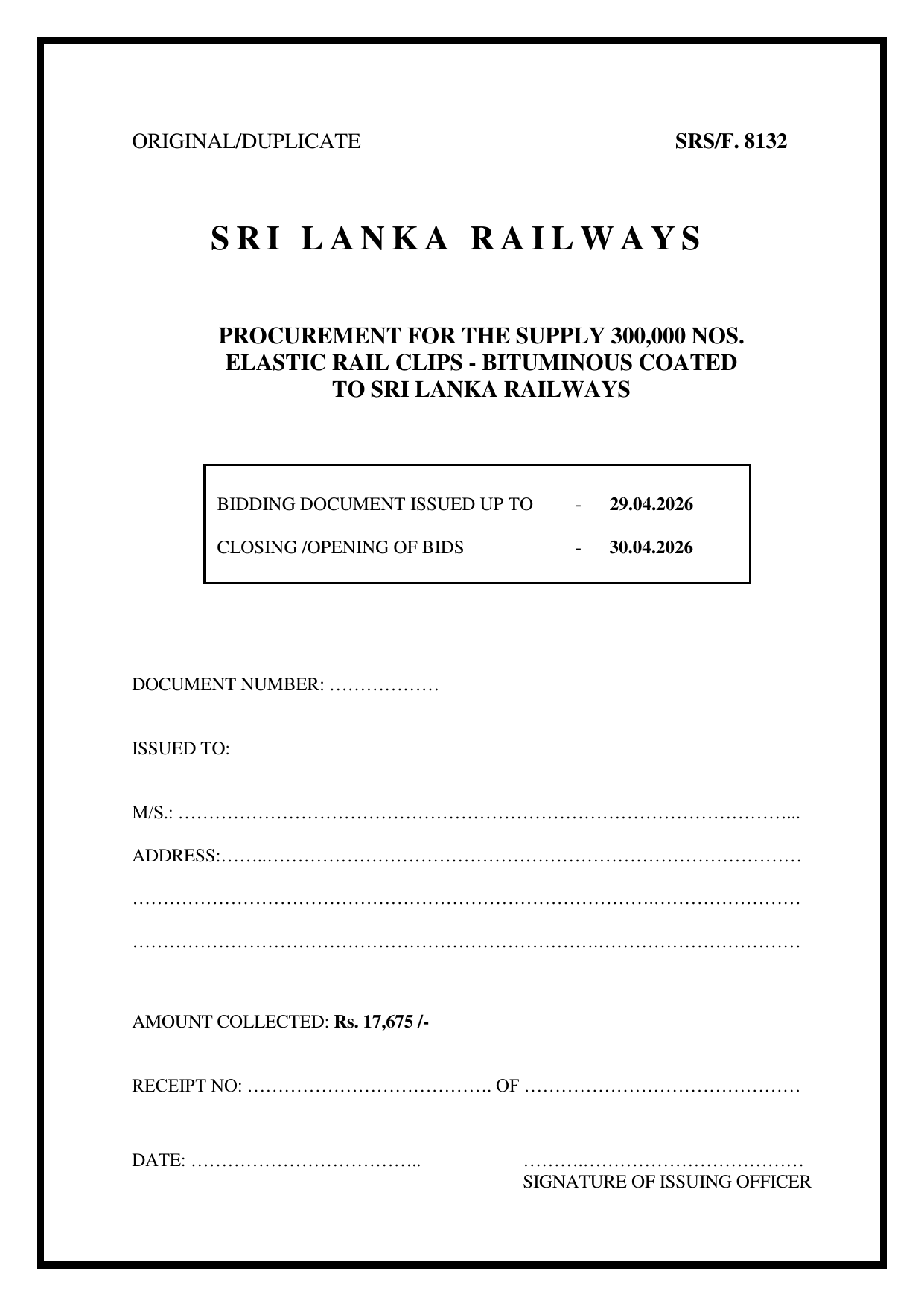 SRS.F. 8132 Procurement Document 01